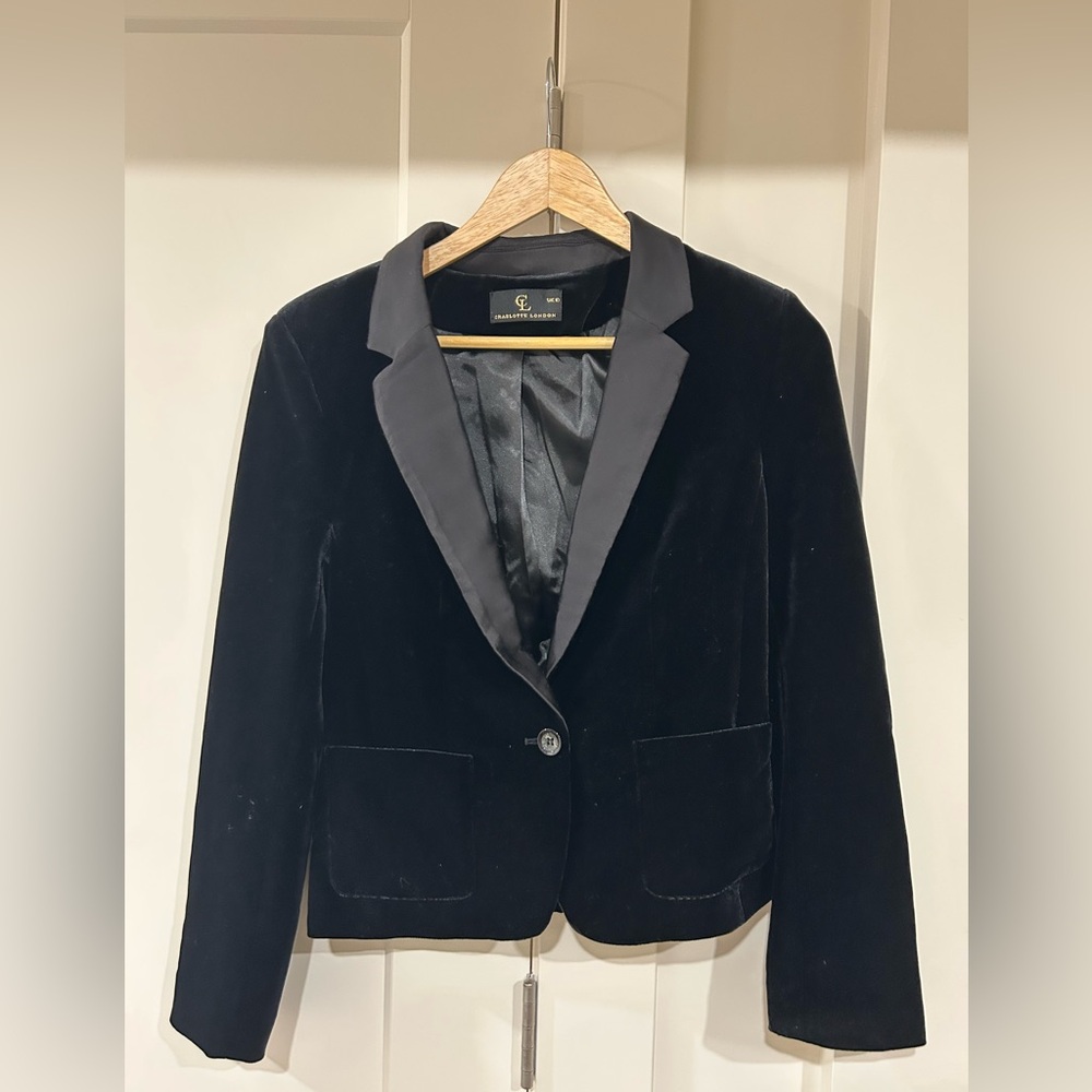 Black Velvet Blazer with Satin Notched Lapels